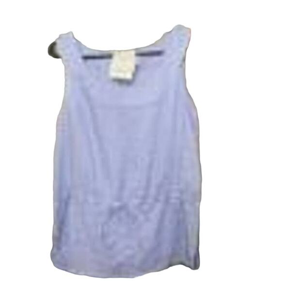 DonCaster 100% linen periwinkle blue chambray sleeveless top relaxed Small NWT - Picture 2 of 4